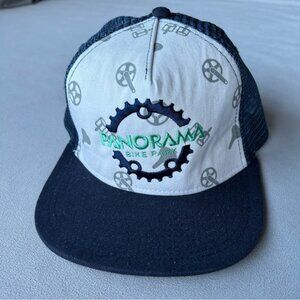Panorama Bike Park Trucker Baseball Cap ~ Dark Blue White Mint Green
